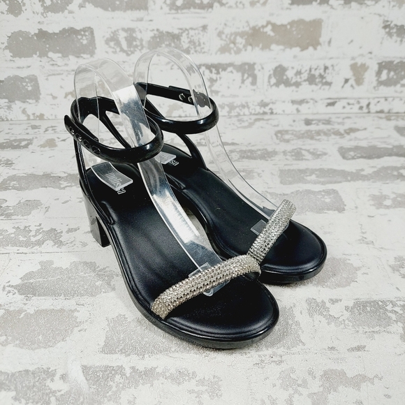 NEW Melissa Shiny Heel Black Crystal Embellished Sandals W1132 - Picture 5 of 12
